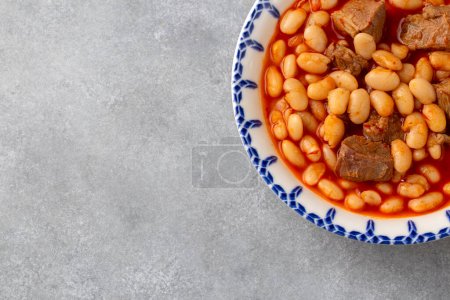 Photo for Turkish foods; dried bean, Beans with minced meat (kuru fasulye) - Royalty Free Image