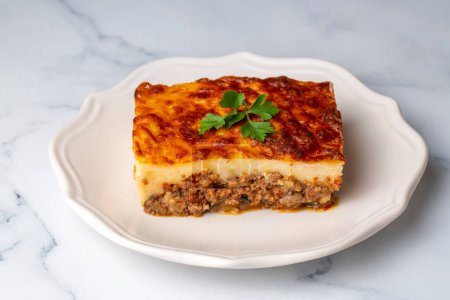 Photo for Moussaka - A traditional Greek dish - Royalty Free Image