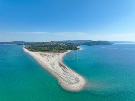 Photo for Drone (aerial) view of beautiful beach on Possidi Cape on Kassandra peninsula, Halkidiki (Chalkidiki), Greece - Royalty Free Image