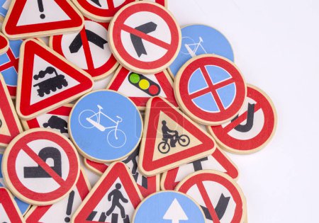 Photo for Different colored traffic signs isolated - Royalty Free Image