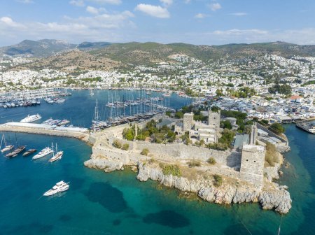 Photo for Aerial view of Bodrum on Turkish Riviera. View on Saint Peter Castle Bodrum castle and marina - Royalty Free Image