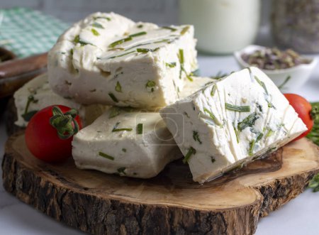 Photo for Herbed Cheese from Van Turkey. Turkish name; Van Otlu Peynir - Royalty Free Image