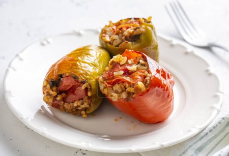 Photo for Traditional Turkish foods; Stuffed pepper (etli biber dolmasi) - Royalty Free Image