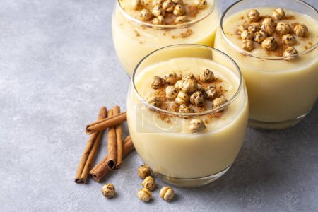 Photo for Boza or Bosa, traditional Turkish drink with roasted chickpea - Royalty Free Image