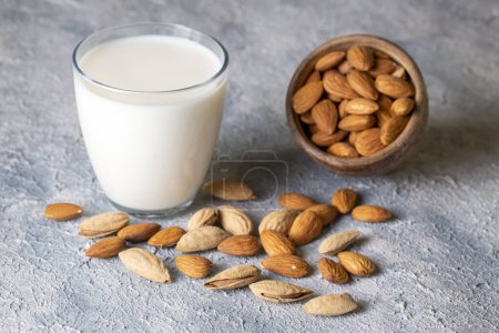 Photo for Almond kernels and almond milk - Royalty Free Image