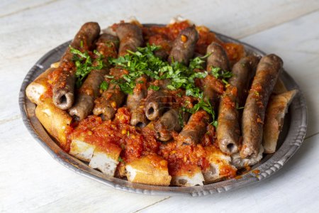Photo for Delicious Turkish Traditional Manisa Kebap, Tire Kofte - Royalty Free Image