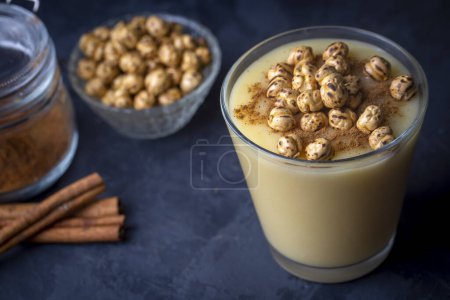 Photo for Traditional Turkish drink with roasted chickpea Boza or Bosa - Royalty Free Image