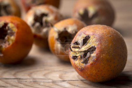 Téléchargez les photos : Fruit medlar bio frais mûr, nom turc ; musmula - en image libre de droit