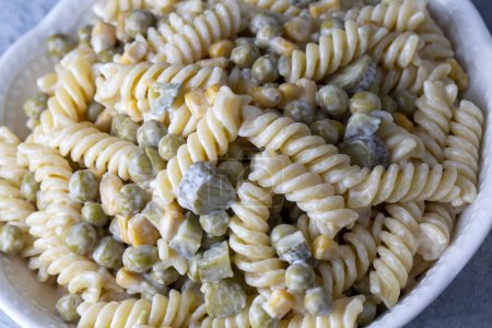 Photo for Pasta salad with mayonnaise and vegetables - Royalty Free Image