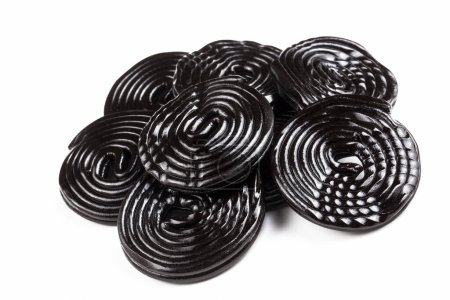 Photo for Licorice candy wheels on white background. - Royalty Free Image