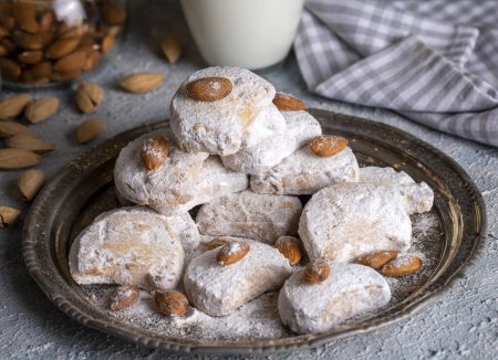 Photo for Traditional Kavala cookies with almond - Royalty Free Image