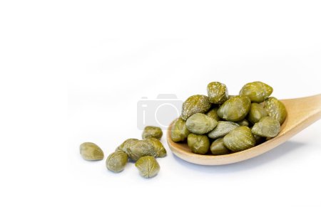 Photo for Alcaparrones Capers pickled isolated on white background - Royalty Free Image