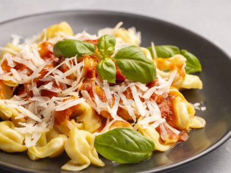 Photo for Italian tortellini pasta with tomato sauce - Italian food style - Royalty Free Image