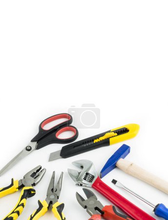 Photo for Set of tools, Many tools isolated on white background. - Royalty Free Image
