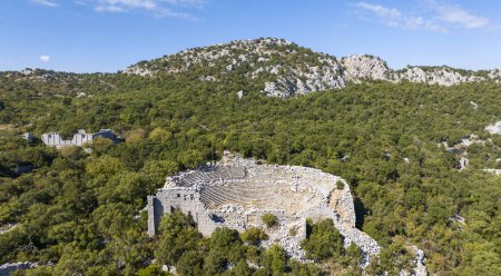 Photo for Termessos ancient city the amphitheatre. Termessos is one of Antalya -Turkey's most outstanding archaeological sites. - Royalty Free Image