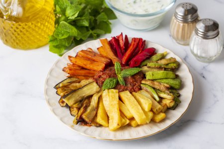 Photo for Turkish style mixed vegetable fried (Karisik Kizartma) - Royalty Free Image