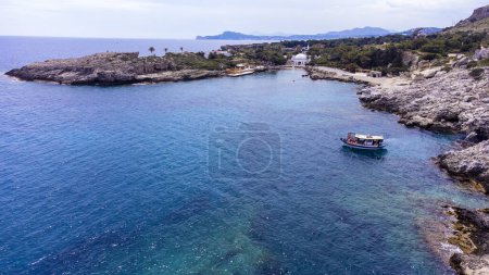 Photo for Kalithea Springs Therme and Beach, Aerial Drone View, Rhodes,Greece. - Royalty Free Image