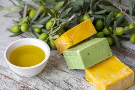 Photo for Green olive and olive soap - Royalty Free Image