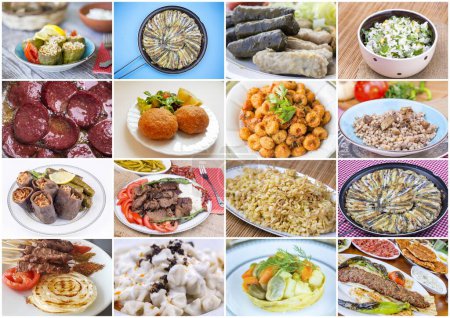 Téléchargez les photos : Collage traditionnel de délicieux aliments turcs - en image libre de droit