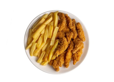 Photo for Homemade Crispy Chicken Tenders and French Fries - Royalty Free Image