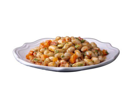 Foto de Traditional delicious Turkish food; Kidney beans with olive oil, Red kidney bean stew, Turkish name; Barbunya pilaki - Imagen libre de derechos