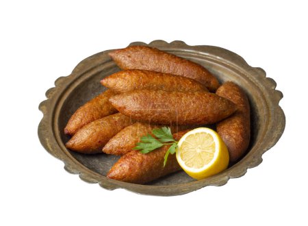 Photo for Turkish domestic special food icli kofte and oruk , domestic Turkish foods. Hatay oruk kofte. - Royalty Free Image