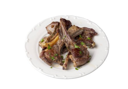 Téléchargez les photos : Grilled lamb chops in delicious view, Turkish name; kuzu pirzola - en image libre de droit