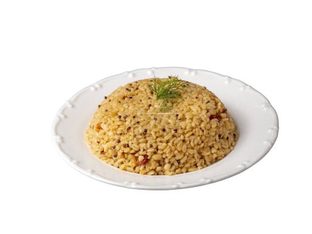 Photo for Bulgur pilaf with quinoa, food concept photo. Turkish name; kinoali bulgur pilavi - Royalty Free Image