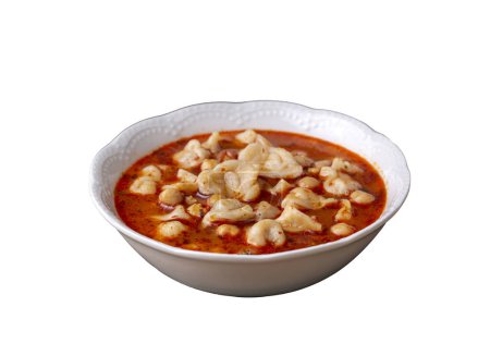 Photo for Traditional delicious Turkish food; ring soup (Turkish name; Yuksuk corbasi or yuzuk corbasi) - Royalty Free Image