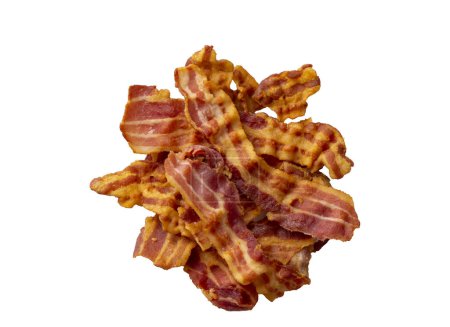 Photo for Delicious fried bacon served on plate. - Royalty Free Image
