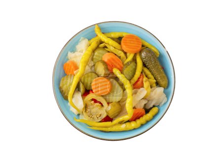 Photo for Assorted mixed pickled vegetables in bowl - plate, Turkish name; tursu. - Royalty Free Image