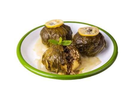 Photo for Traditional Turkish food; stuffed artichokes, stuffed artichokes. Turkish name; enginar canaginda sarma - dolma - Royalty Free Image