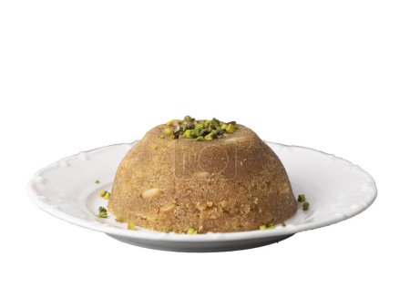 Photo for Traditional Turkish semolina sweet desert halva (Turkish name; irmik helvasi) - Royalty Free Image