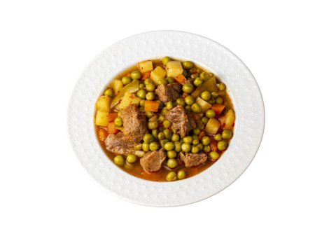 Téléchargez les photos : Ragoût de pois verts à la viande turque - viande cuite Etli Bezelye. - en image libre de droit