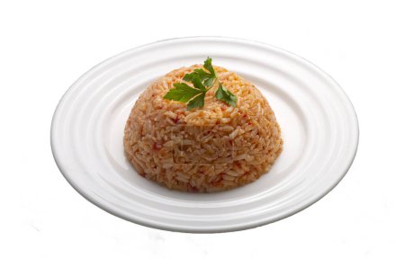 Téléchargez les photos : Cuisine traditionnelle turque délicieuse ; riz pilaf aux tomates (nom turc ; Domatesli pirinc pilavi) - en image libre de droit