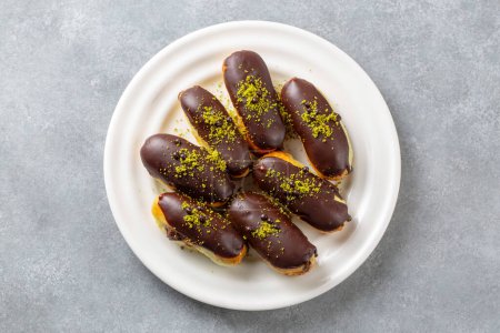 Photo for Traditional french eclairs with chocolate. - Royalty Free Image