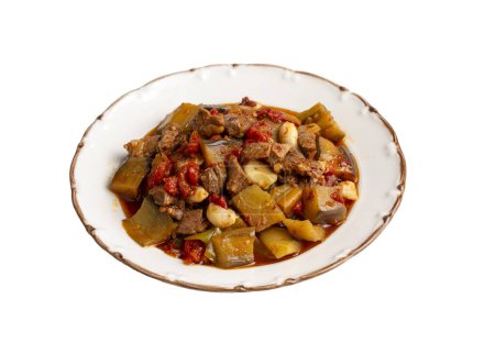 Photo for Turkish Food Turlu Mixed Vegetables with Cubed Meat. - Royalty Free Image