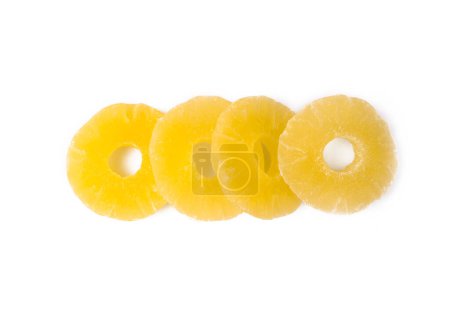 Photo for Dried Pineapple fruit rings on the white background - Royalty Free Image