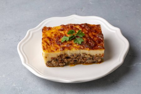 Photo for Moussaka - A traditional Greek dish - Royalty Free Image