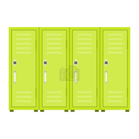 Illustration for Lockers in dressing room for gym college or fitness center. Vector illustration. Dressing locker, changing fitness room, green gym background, team active furniture, personal storage - Royalty Free Image
