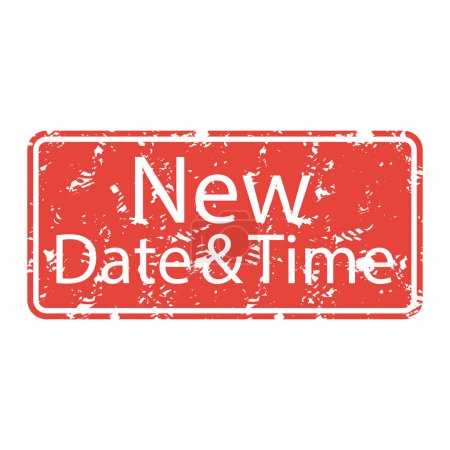 Illustration for New date and time rubber stamp to postponed event. Vector of rescheduled and event update, event announcement delay, event postponement illustration - Royalty Free Image