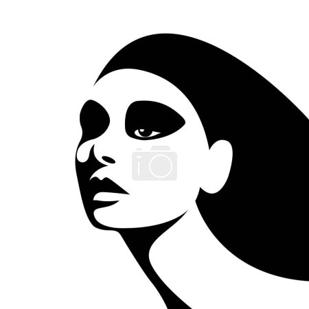 Illustration for Vector light and shadow black and white image of a beautiful female face formed by shadow. useful for advertising products for women, beauty salons, decorative and skin care cosmetics, print, poster - Royalty Free Image