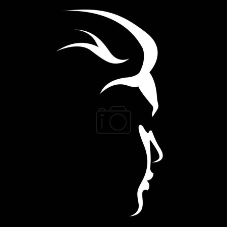 Illustration for Vector black and white illustration of a beautiful female face formed by a shadow. useful for advertising products for women, beauty salons, decorative and care cosmetics, logo, print, poster, design - Royalty Free Image