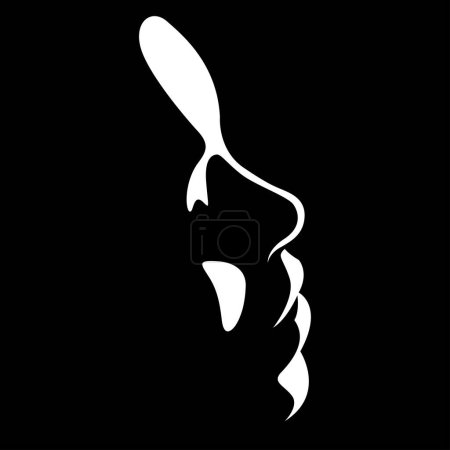 Ilustración de Vector ilustración en blanco y negro de una hermosa cara femenina formada por una sombra. útil para productos publicitarios para mujeres, salones de belleza, cosméticos decorativos y de cuidado, logotipo, impresión, póster, diseño - Imagen libre de derechos