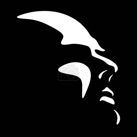 Illustration for Vector black and white light and shadow isolated illustration of a male face formed by shadow. stern, masculine male profile. Useful for advertising men's products, barbershops, logo, print, poster. - Royalty Free Image