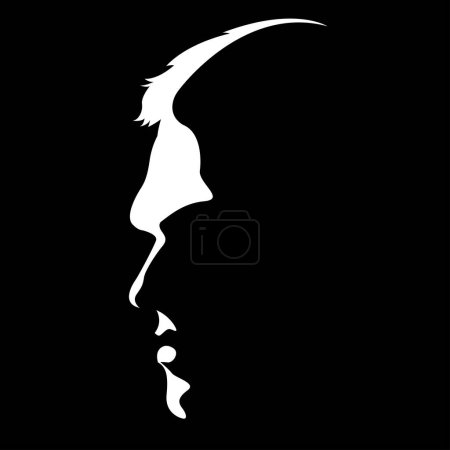 Ilustración de Vector blanco y negro luz y sombra imagen aislada de cara masculina formada por la sombra. perfil masculino severo. útil para publicidad de productos para hombres, barbería, tiendas de ropa para hombres, logotipo, impresión, póster - Imagen libre de derechos