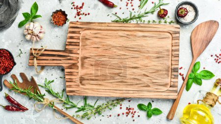 Photo for Cooking banner. Background with spices and vegetables. Top view. Free space for your text. - Royalty Free Image
