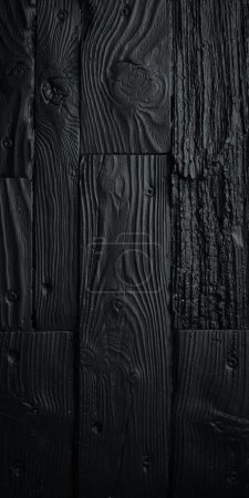 Téléchargez les photos : Fond de texture en bois noir. Photo verticale. Vue du dessus. - en image libre de droit