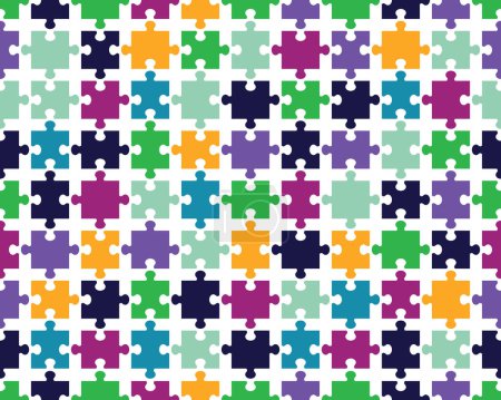 Puzzle brillant coloré sur fond blanc, pièces séparées