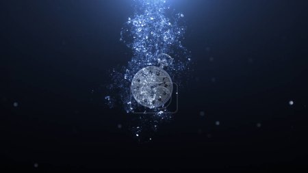 Foto de Reloj de bolsillo Splash fondo submarino cuenta con un reloj de bolsillo salpicando bajo el agua y flotando. - Imagen libre de derechos